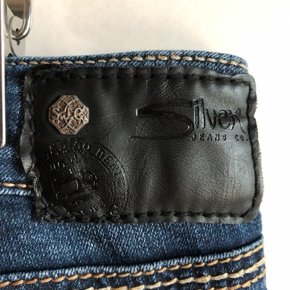Silver Jeans RARE Suki High Slim Denim Size 33 Leather Detailing NWOT - Picture 6 of 16